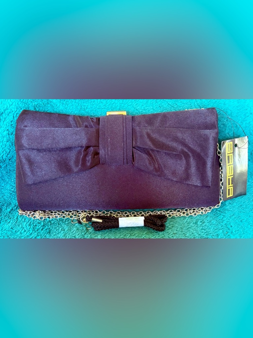 Black Strapless Clutch with Gold Chain